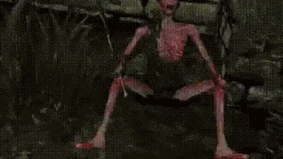 Bloody Monster With Long Legs Holding Sword