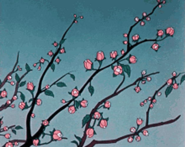 Blooming Anime Tree Flower GIF