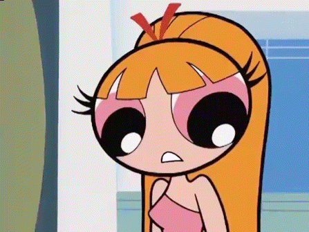 Blossom From The Powerpuff Girls Is Wearing A Pink Top And Making A Face . GIF