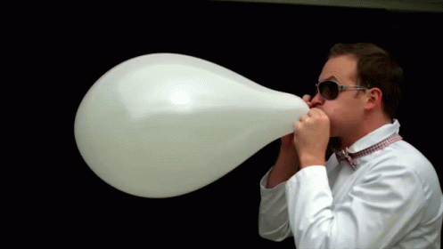 Blowing Big White Balloon Deflating GIF