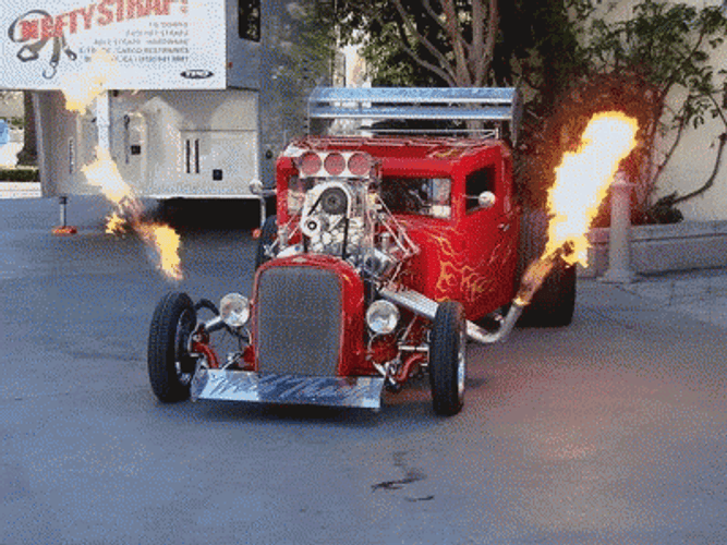 Blowing Fire Hot Rod GIF
