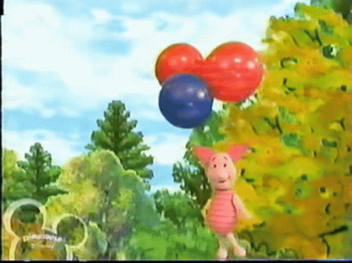 Blown Away Piglet By Balloons GIF