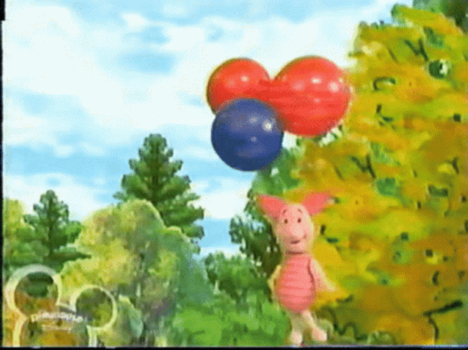 Blown Away Piglet By Balloons GIF