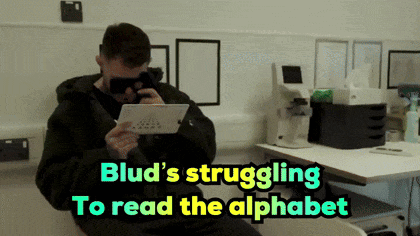 Blud 'S Struggling To Read The Alphabet Is Written On A Screen GIF