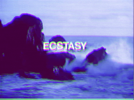 Blue Aesthetic Waves Hitting Rocks GIF