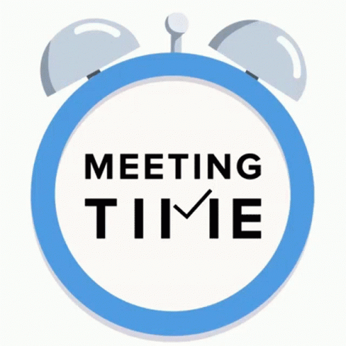 Blue Alarm Clock Saying Meeting Time