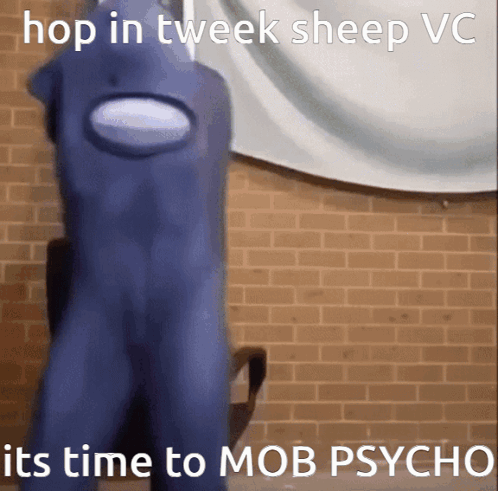 Blue Among Us Character Saying Hop in Tweek Sheep VC