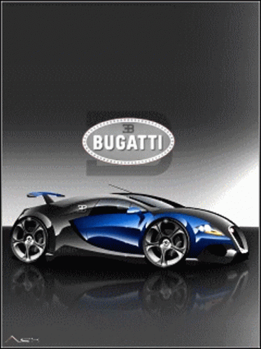 Blue and Black Bugatti Car