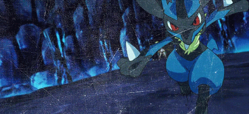 Blue And Black Cartoon Character With Red Eyes GIF