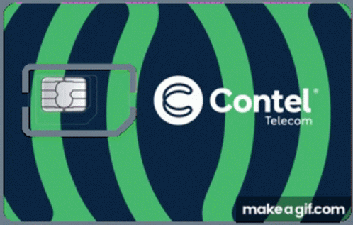 Blue and Green Contel Telecom Card With SIM Card