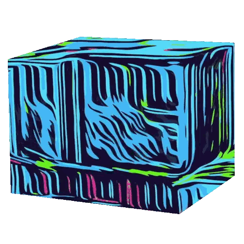 Blue and Green Cube with Zebra Print