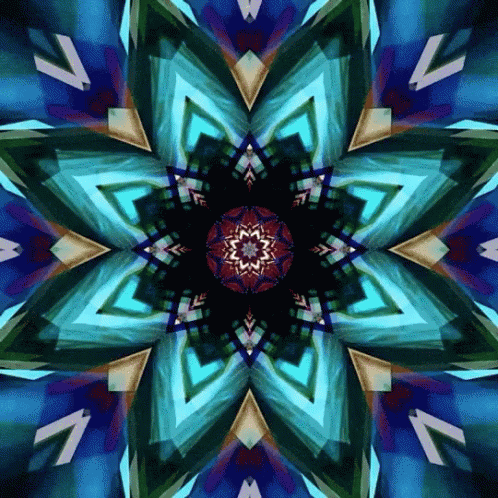 Blue and Green Geometric Kaleidoscope