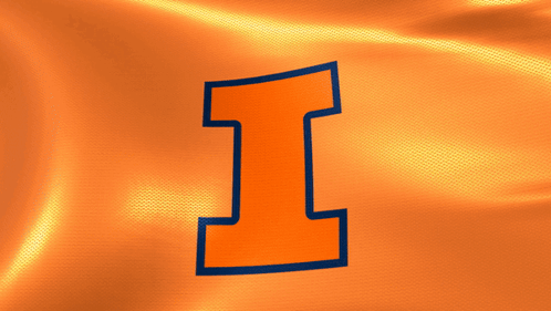 Blue and Orange Letter I on Orange Background