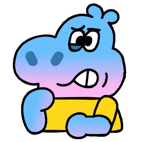 Blue and Pink Cartoon Character with Yellow Shirt