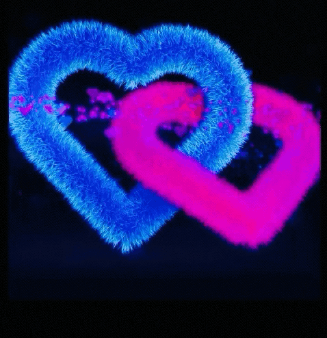 Blue and Pink Heart Saying Miss You