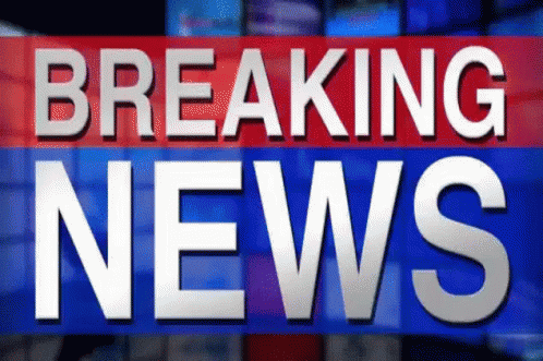 Blue and Red Breaking News Sign