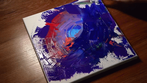 Blue and Red Circle Painting