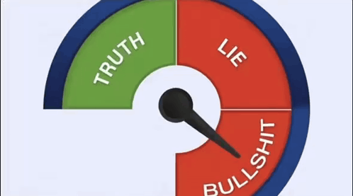 Blue and Red Circle Saying Truth Lie Bullshit