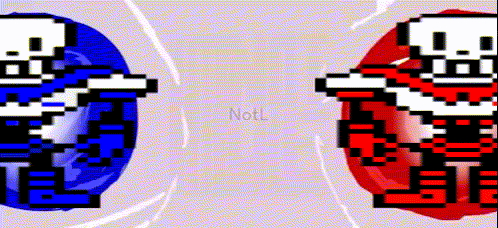 Blue and Red Pixel Art Skeleton