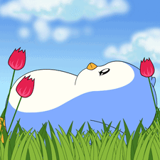 Blue And White Bird Laying In Grass GIF