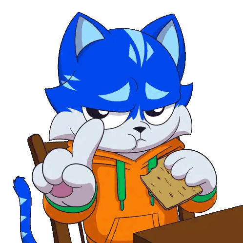 Blue and White Cat Eating Cracker
