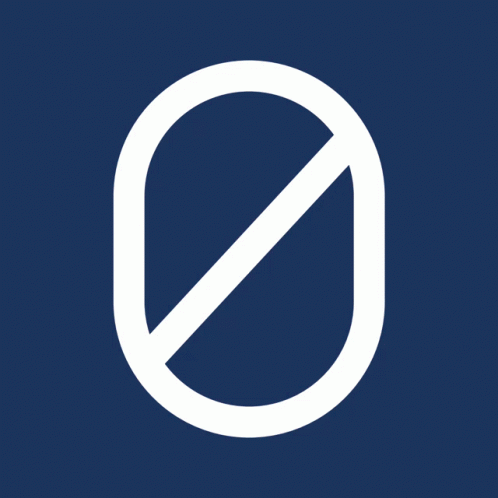 Blue and White Circle With Diagonal Line