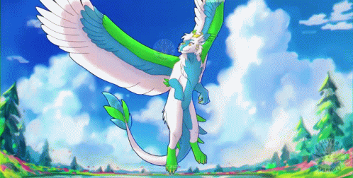 Blue And White Dragon Flying GIF