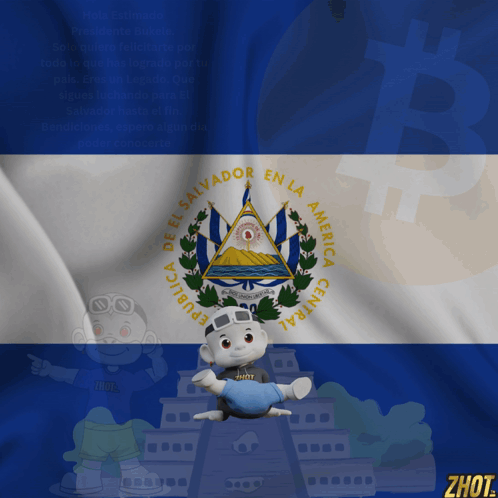 Blue and White Flag Republica del Salvador en la America Central