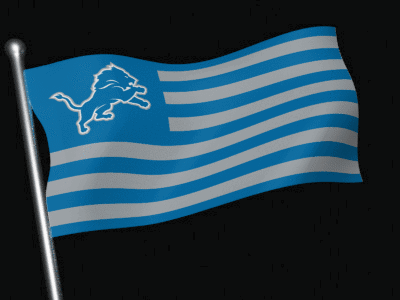 Blue And White Flag With Detroit Lions Logo GIF