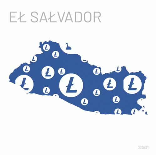 Blue and White Map of El Salvador With Letter L Circles
