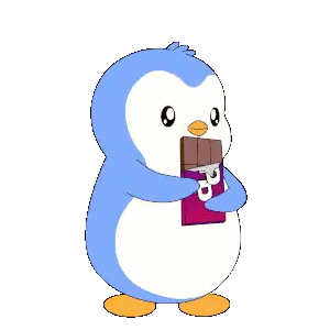 Blue And White Penguin Holding Chocolate Bar
