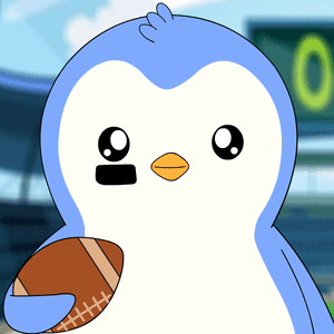Blue and White Penguin Holding Football
