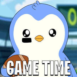 Blue and White Penguin Holding Football Game Time