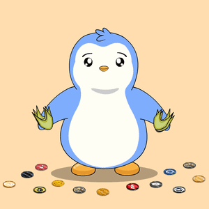 Blue and White Penguin Holding Money