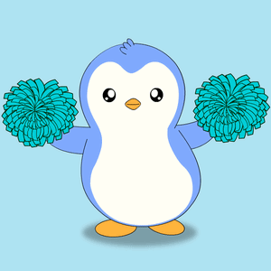 Blue And White Penguin Holding Two Blue Pom Poms GIF