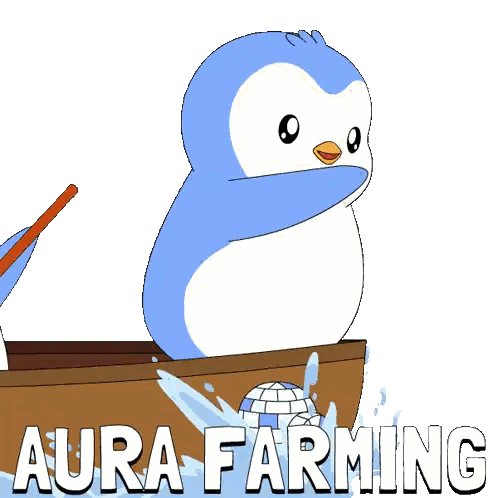 Blue and White Penguin in Boat Aura Farming
