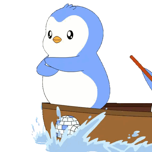 Blue and White Penguin in Boat