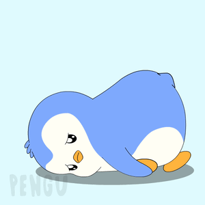 Blue And White Penguin Laying Down GIF