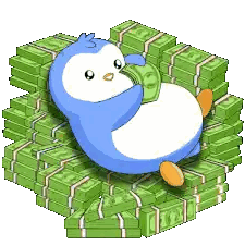 Blue and White Penguin Lying on Money
