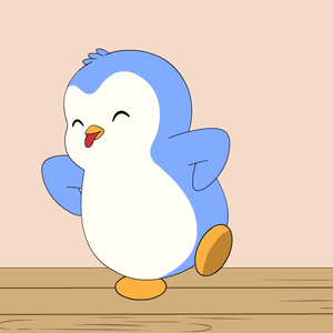 Blue And White Penguin On Wooden Table GIF
