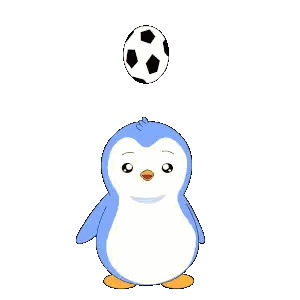 Blue and White Penguin Playing With Soccer Ball