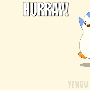 Blue and White Penguin Saying Hurray