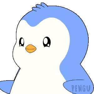 Blue and White Penguin Saying Pengu