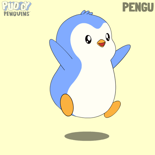 Blue and White Penguin Saying Pengu