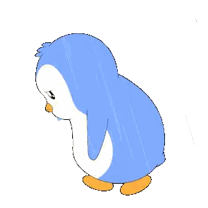Blue and White Penguin Standing in Rain