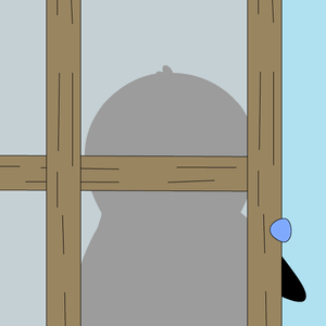Blue and White Penguin Standing Next to Wooden Post