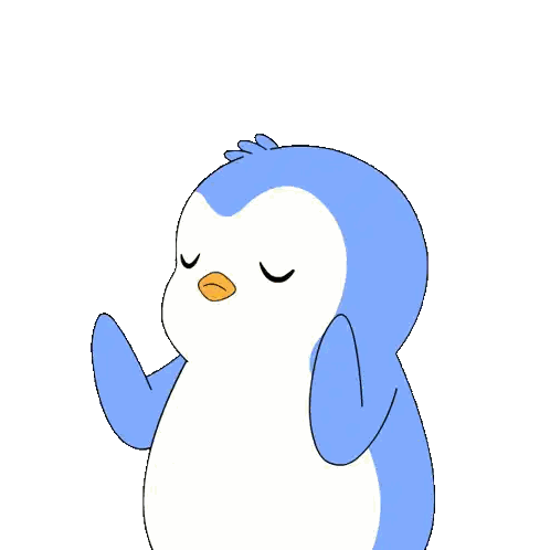 Blue and White Penguin with Eyes Closed