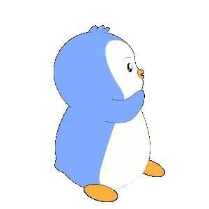 Blue and White Penguin with Orange Feet