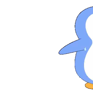 Blue and White Penguin With Water Drop