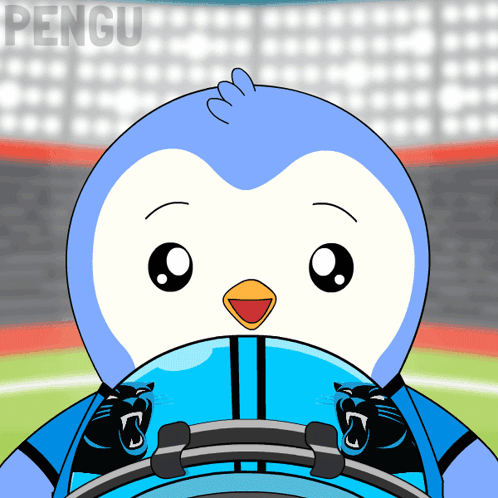 Blue And White Penguin With Word Pengu GIF